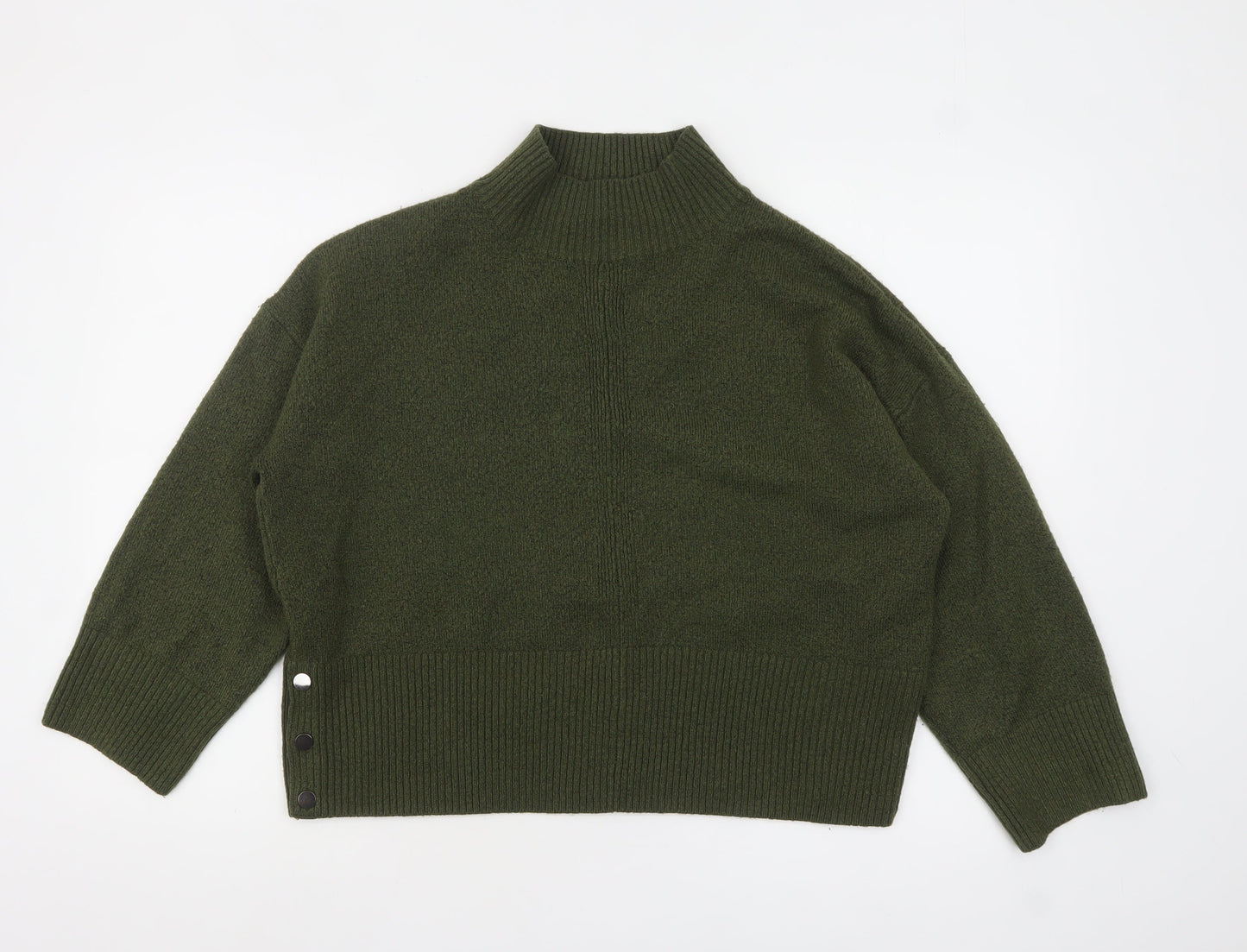 Tu Women Green Mock Neck Knit Pullover Jumper Size L