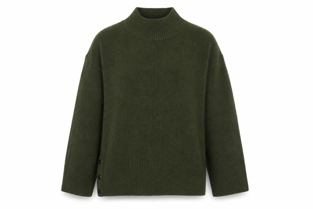 Tu Women Green Mock Neck Knit Pullover Jumper Size L