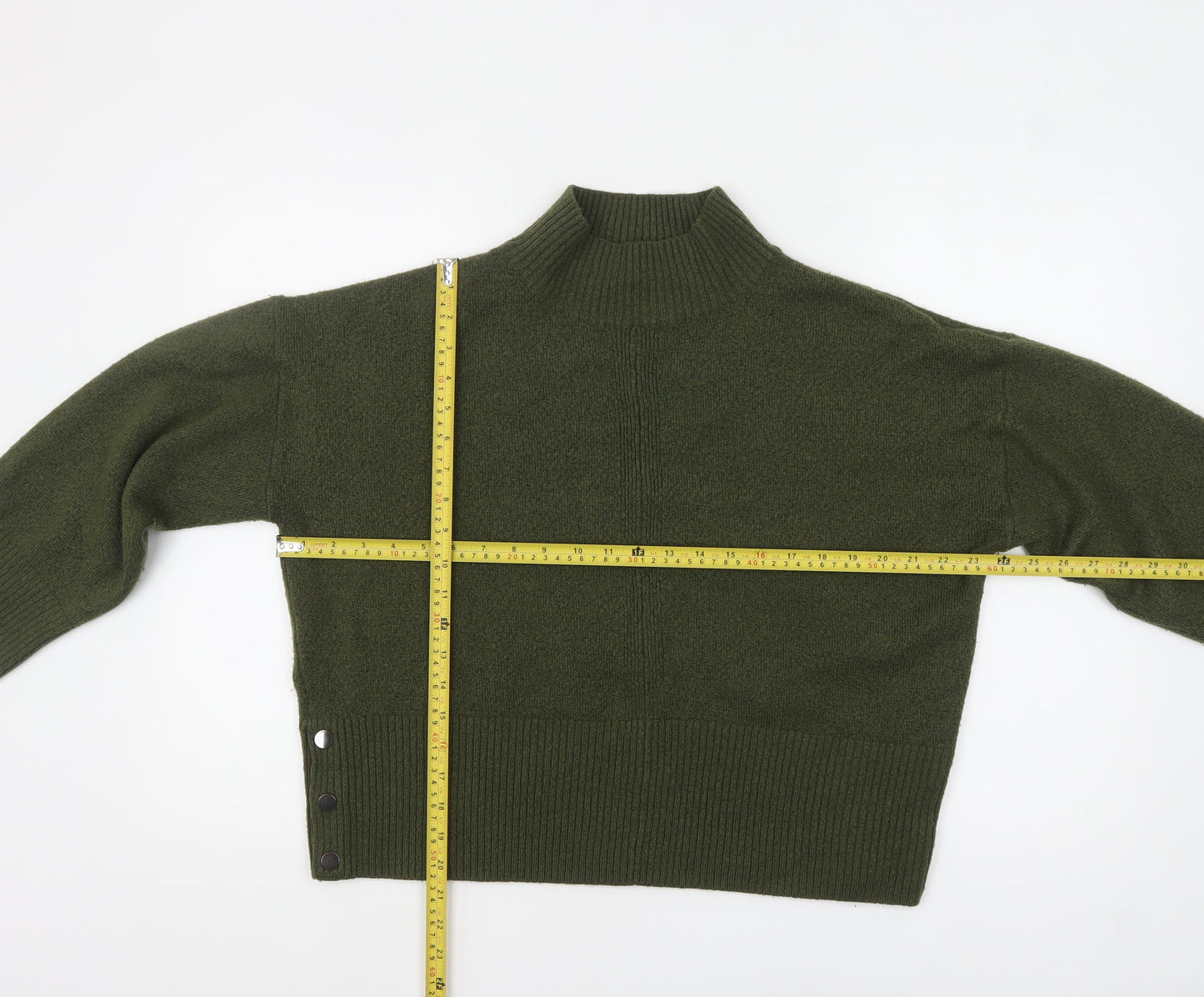 Tu Women Green Mock Neck Knit Pullover Jumper Size L