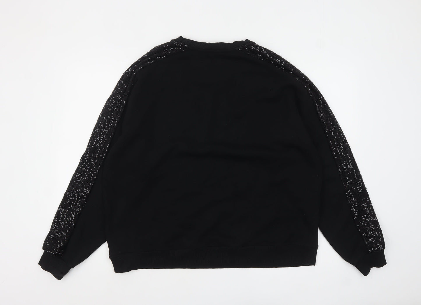 Marks and Spencer Womens Black Sequin Sleeve Pullover Sweatshirt Size 20