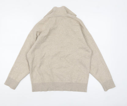 Preloved John Lewis Womens Beige Collared Pullover Knit Jumper Size 8 - Detail