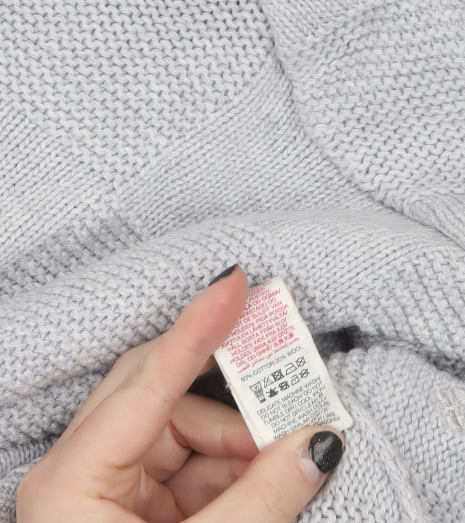 Sweaty Betty Womens Grey Cotton Wool Crew Neck Pullover Jumper M