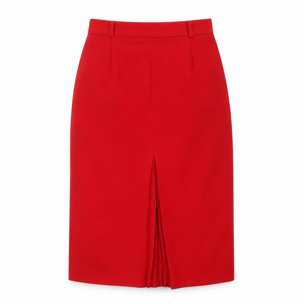 C&A Women's Red Knee Length Pencil Skirt Size 14 Polyester Twill