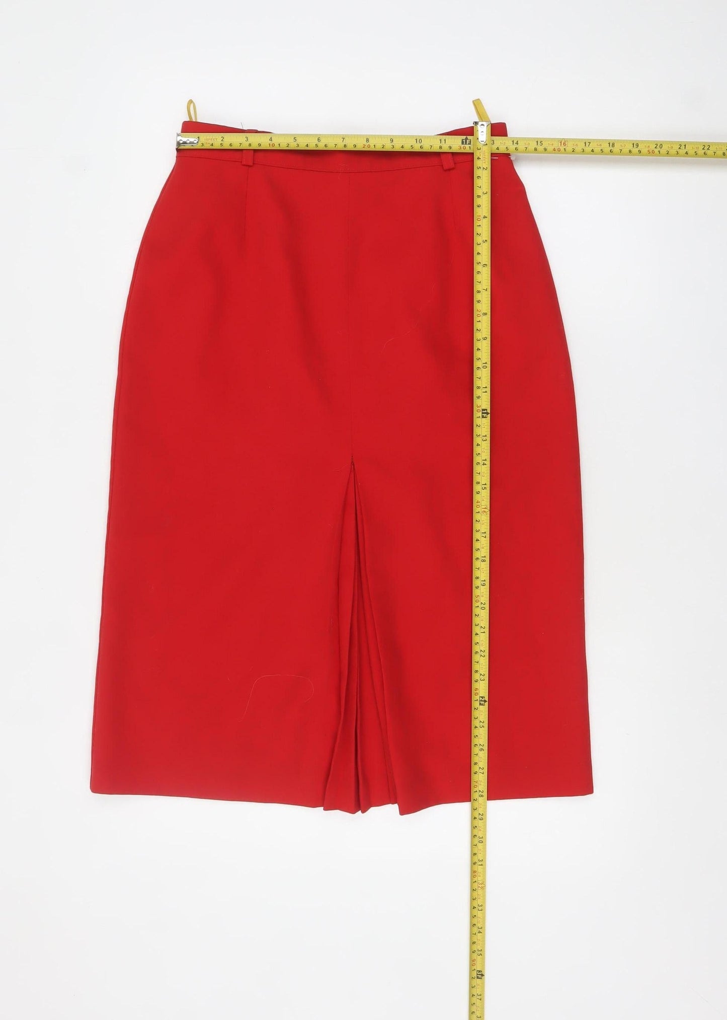 C&A Women's Red Knee Length Pencil Skirt Size 14 Polyester Twill