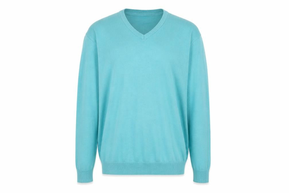 Cotton Traders Men's Blue V-Neck Cotton Jumper XL