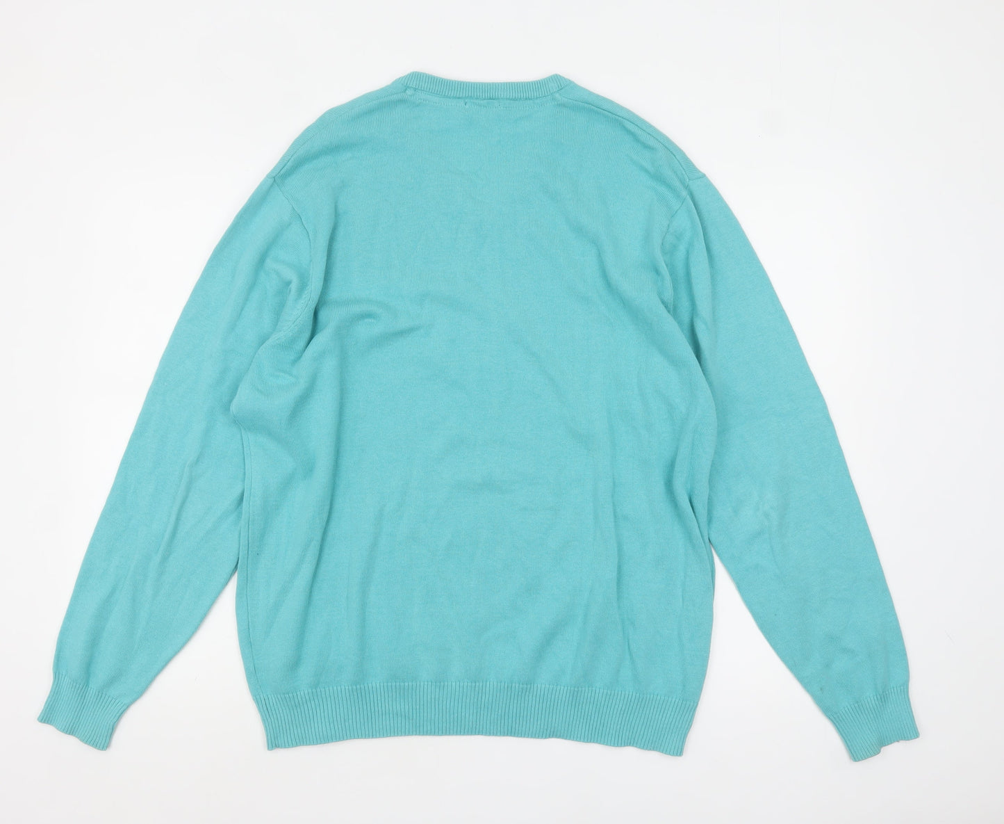 Cotton Traders Men's Blue V-Neck Cotton Jumper XL