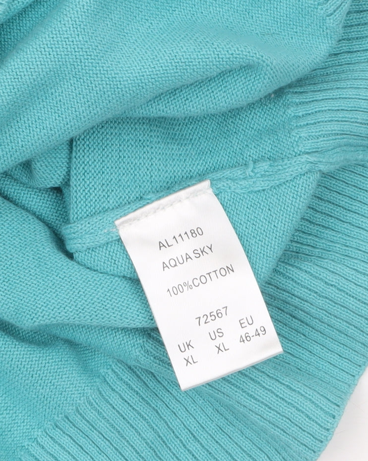 Cotton Traders Men's Blue V-Neck Cotton Jumper XL
