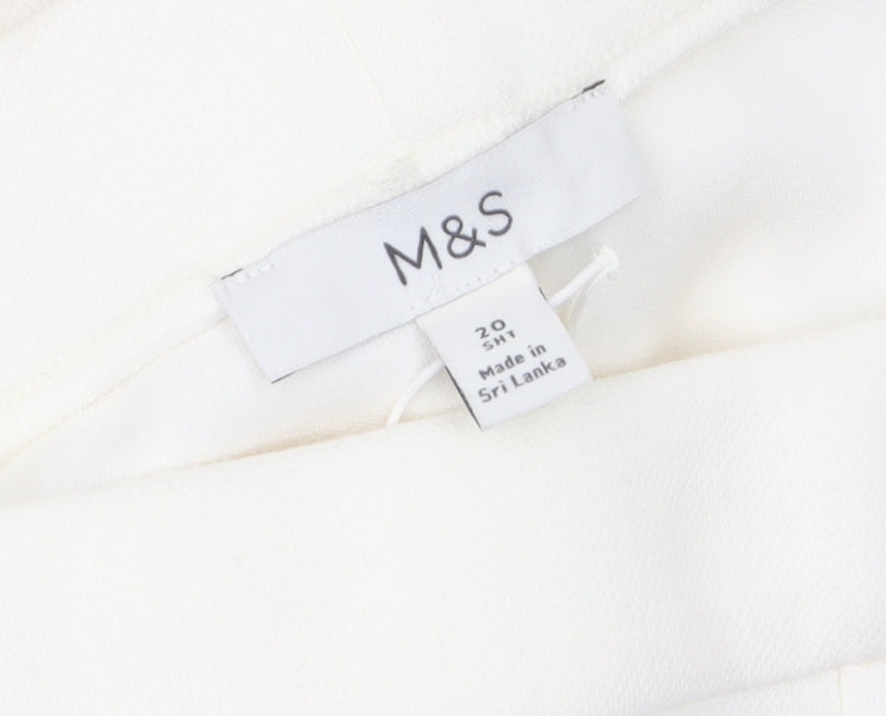 Marks and Spencer Women’s Ivory Straight Leg Trousers Size 20 Short