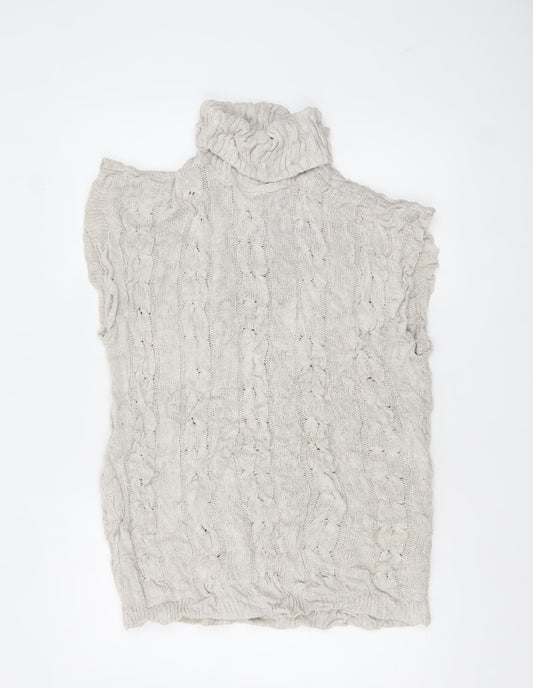 Quiz Women’s Beige Sleeveless Roll Neck Cable Knit Pullover L
