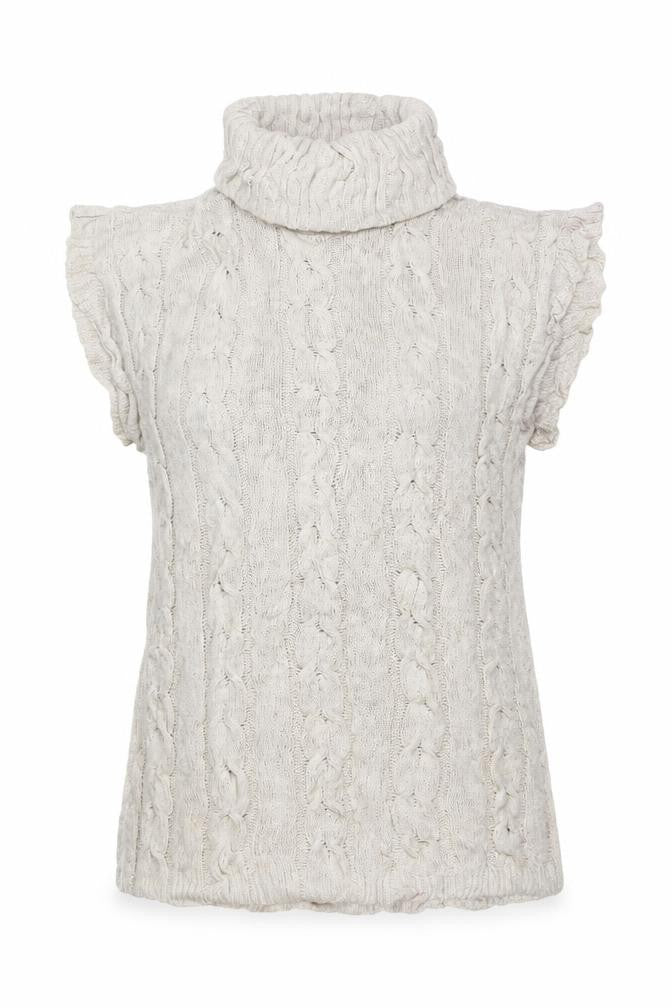 Quiz Women’s Beige Sleeveless Roll Neck Cable Knit Pullover L