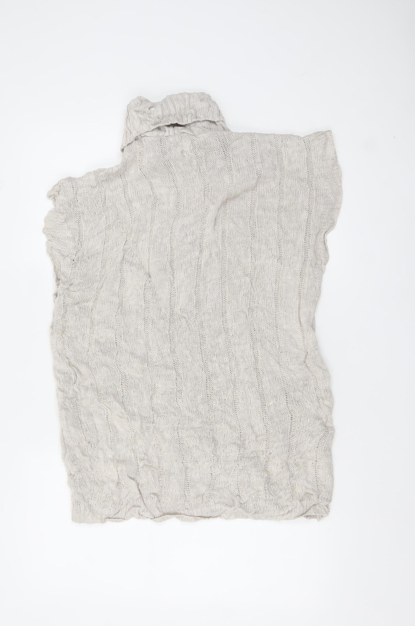 Quiz Women’s Beige Sleeveless Roll Neck Cable Knit Pullover L