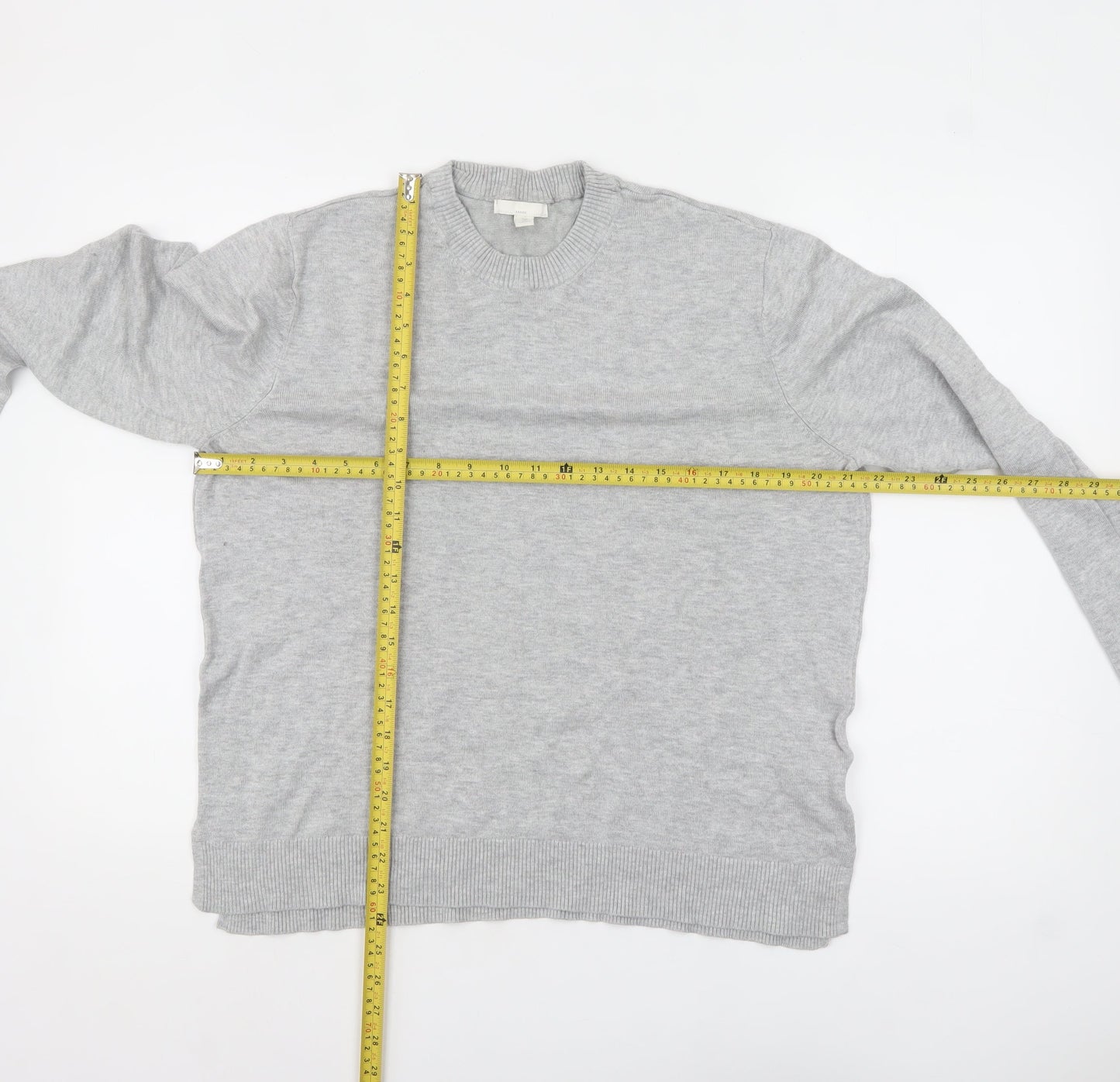 H&M Women Grey Crew Neck Knit Pullover Jumper Size 12