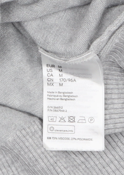 H&M Women Grey Crew Neck Knit Pullover Jumper Size 12