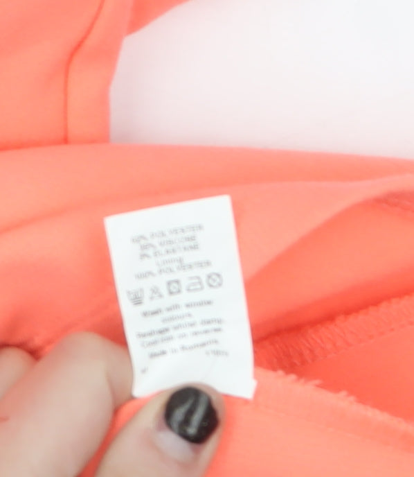 River Island Women’s Orange Bodycon Dress Size 8 Knee Length Fitted Zip Detail