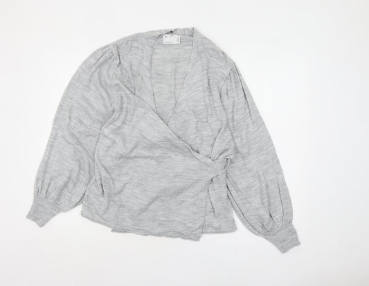 ASOS DESIGN Women’s Grey Wrap Knit Jumper Size 10 Long Sleeve