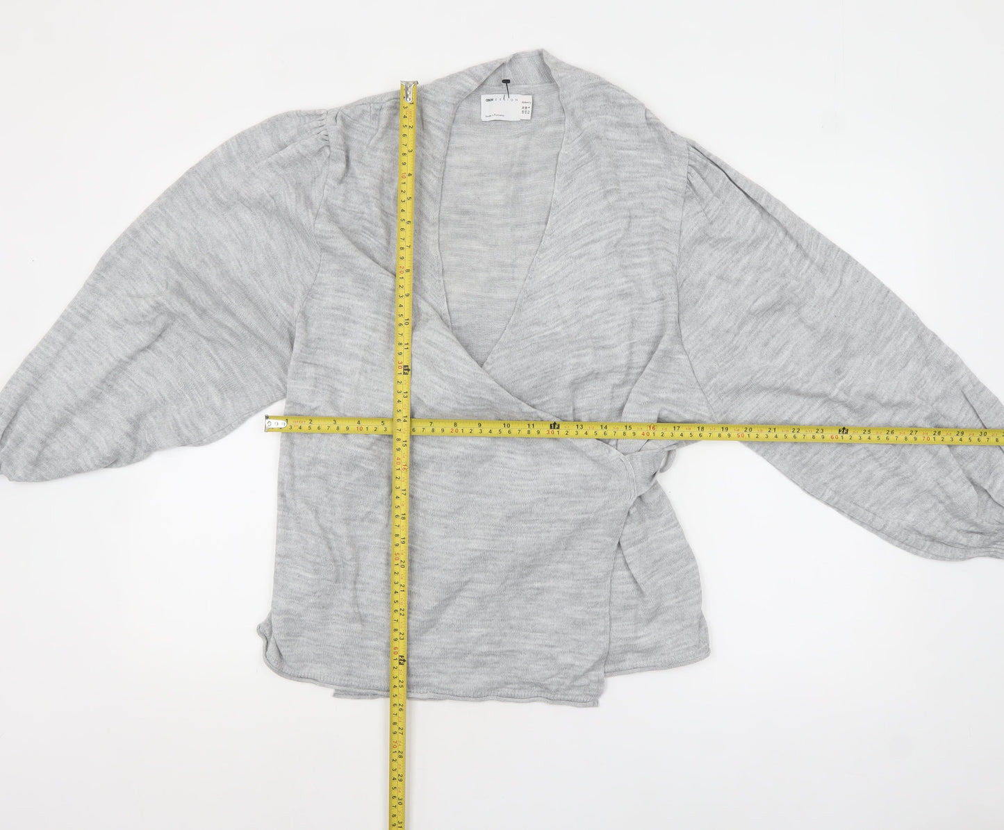 ASOS DESIGN Women’s Grey Wrap Knit Jumper Size 10 Long Sleeve