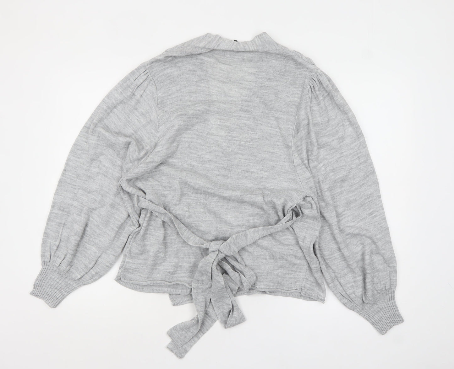 ASOS DESIGN Women’s Grey Wrap Knit Jumper Size 10 Long Sleeve