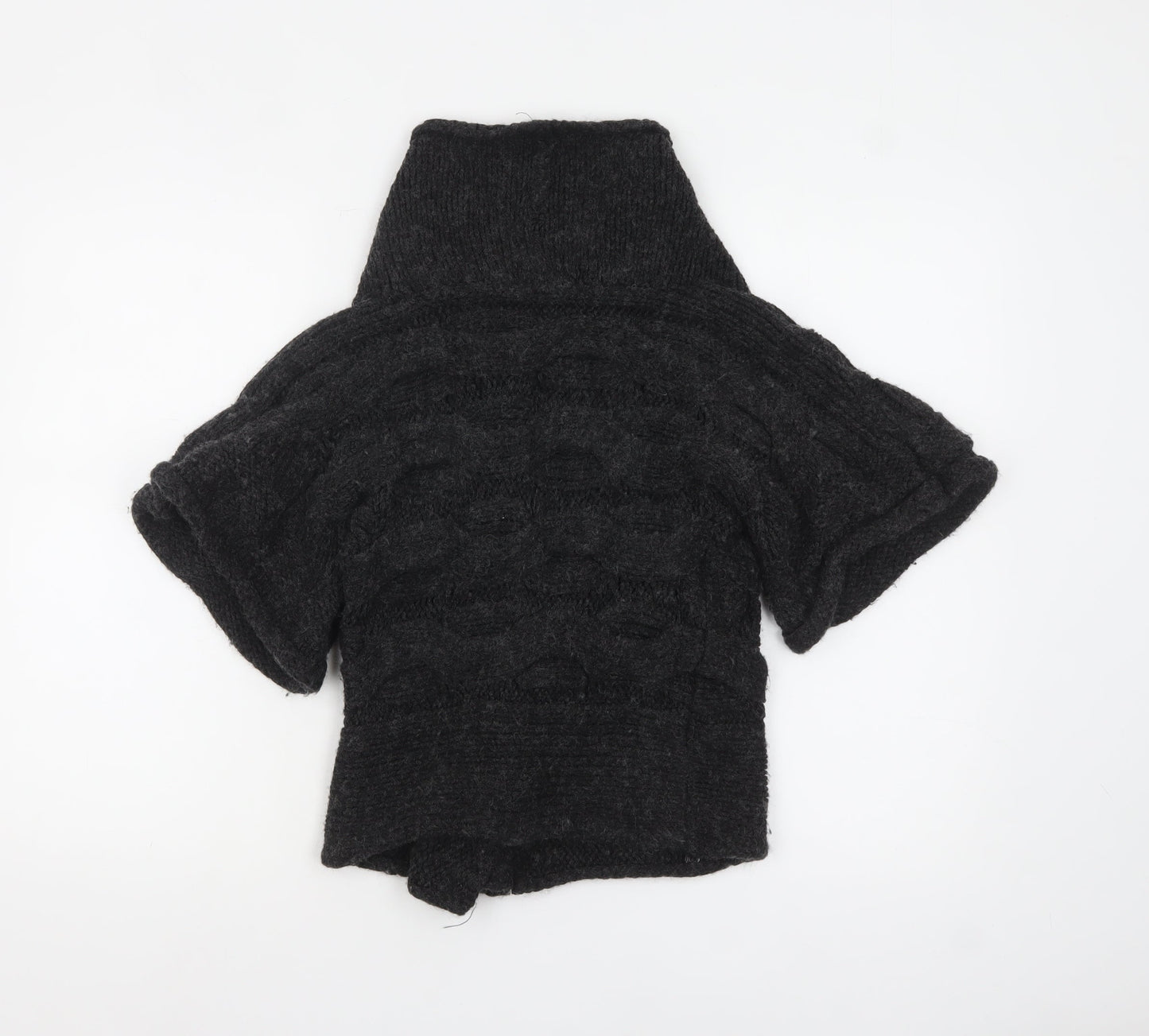 Next Women Black Short Sleeve Chunky Knit Full Zip Jumper S