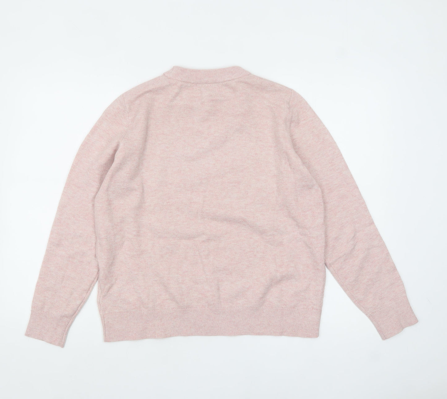 Marks and Spencer Women Pink Crew Neck Long Sleeve Knit Jumper M