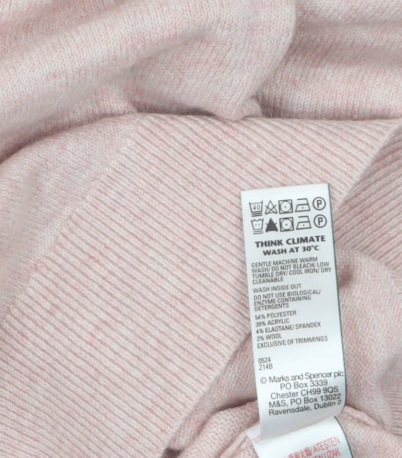 Marks and Spencer Women Pink Crew Neck Long Sleeve Knit Jumper M