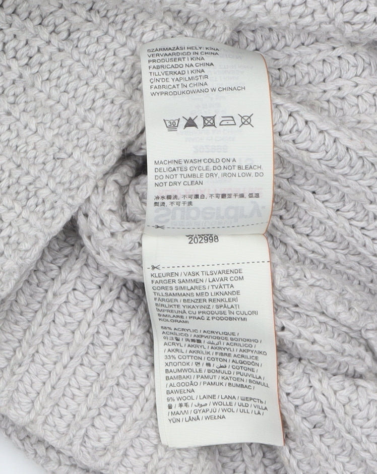 Superdry Women Grey Mock Neck Chunky-Knit Jumper Size S