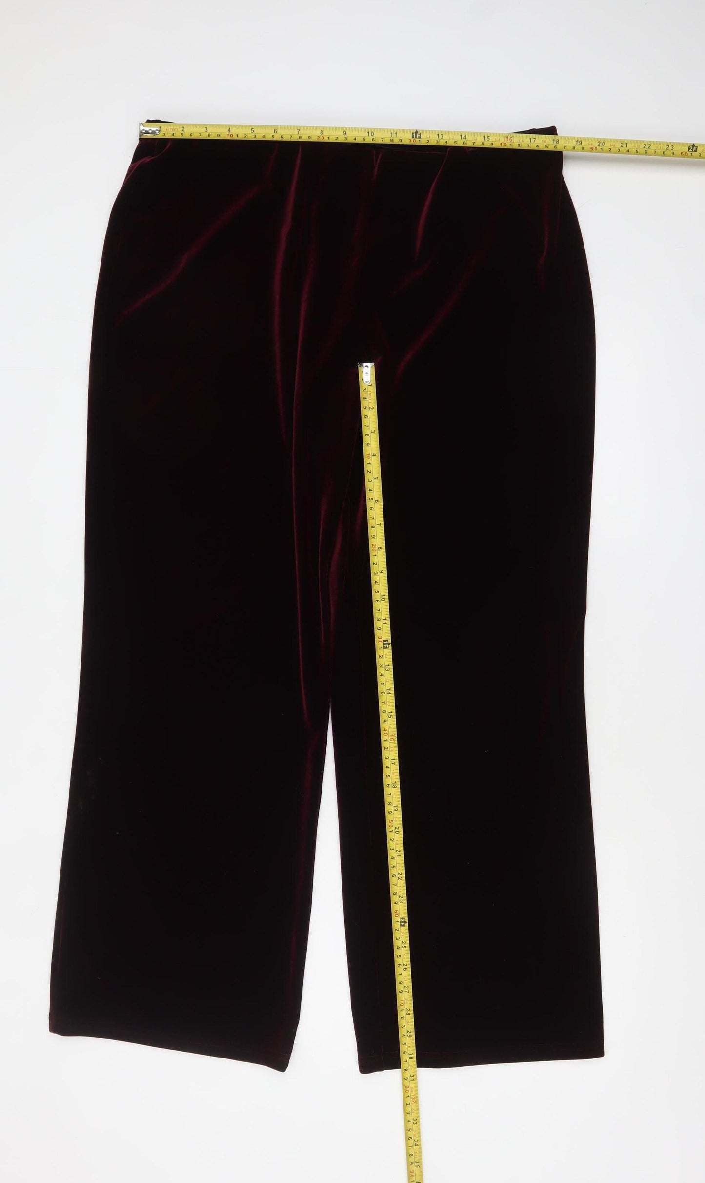 Marks and Spencer Womens Red Velvet Straight Trousers Size 20