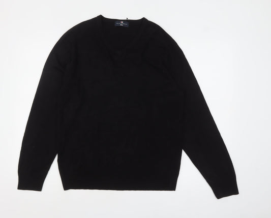 Marks and Spencer Men's Black V-Neck Acrylic Jumper Medium Regular Fit
