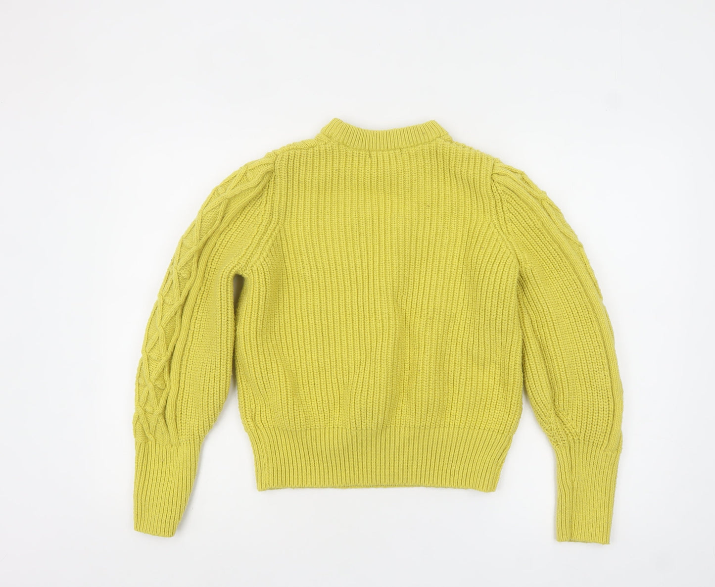 Marks and Spencer Women's Yellow Cable Knit High Neck Jumper Size 14
