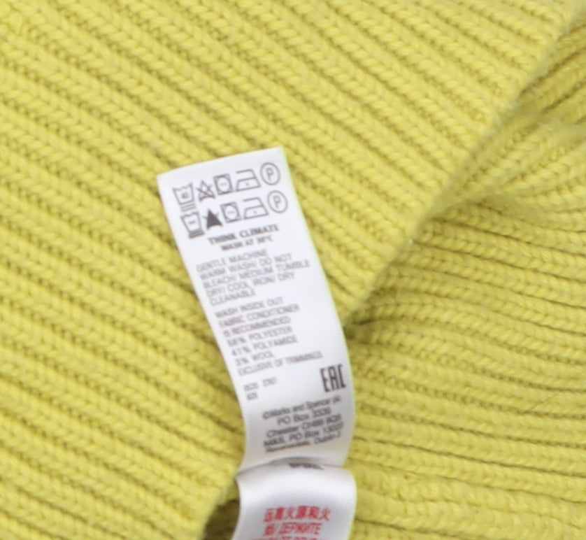 Marks and Spencer Women's Yellow Cable Knit High Neck Jumper Size 14