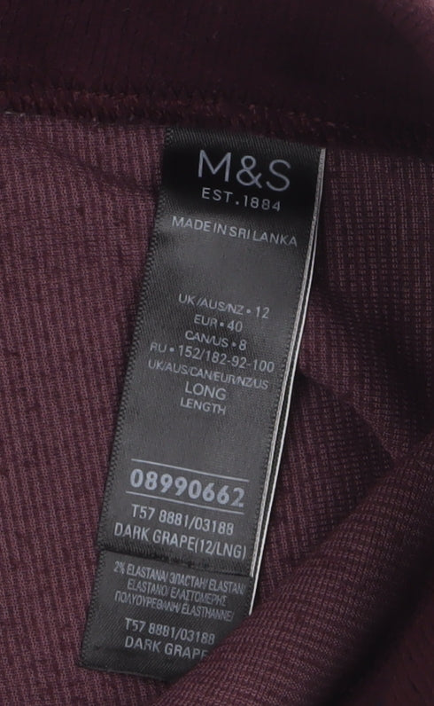 Marks and Spencer Women’s Purple Velour Leggings Size 12 Tall