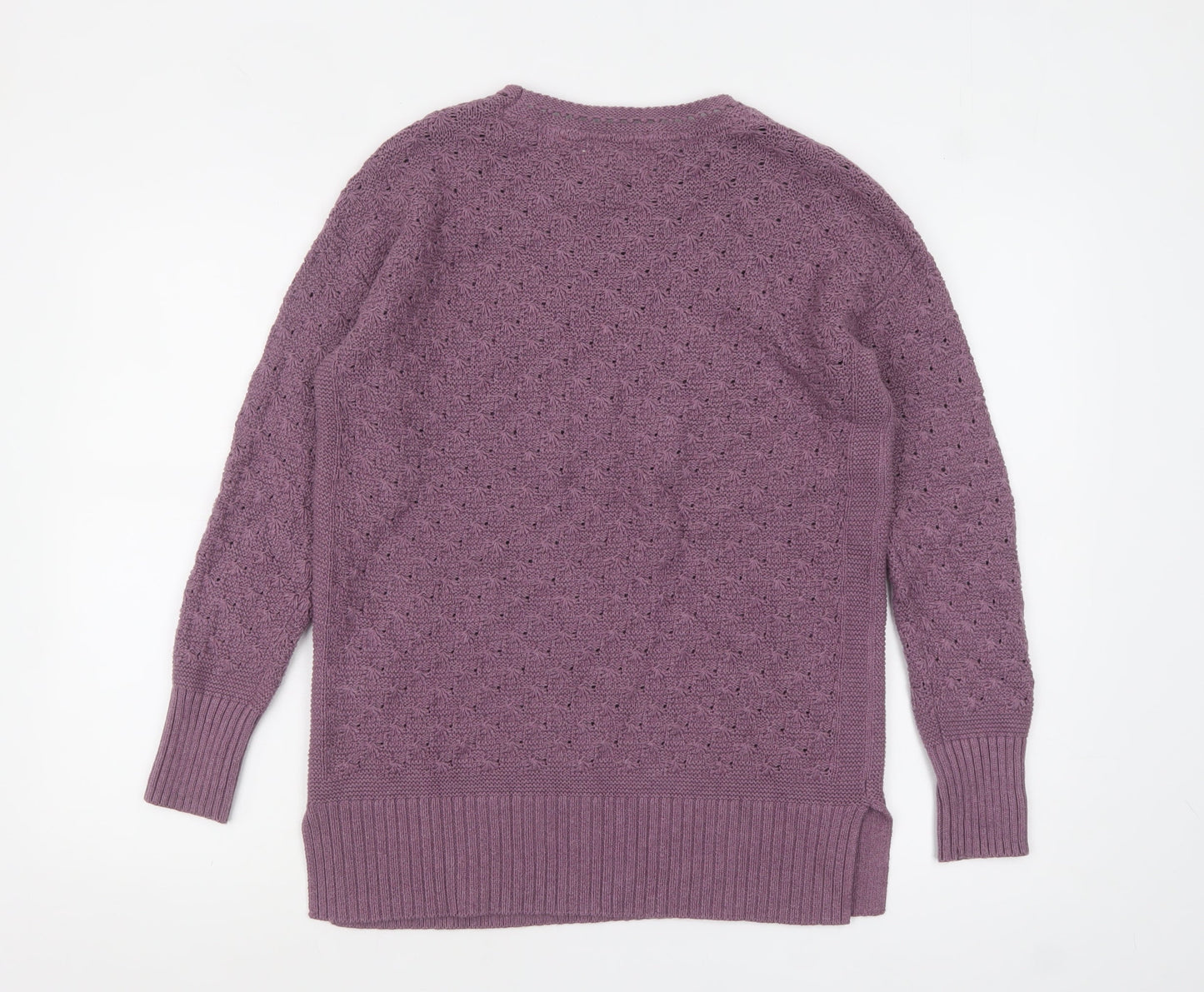 FatFace Women's Purple Cotton Open-Knit Jumper Size 8