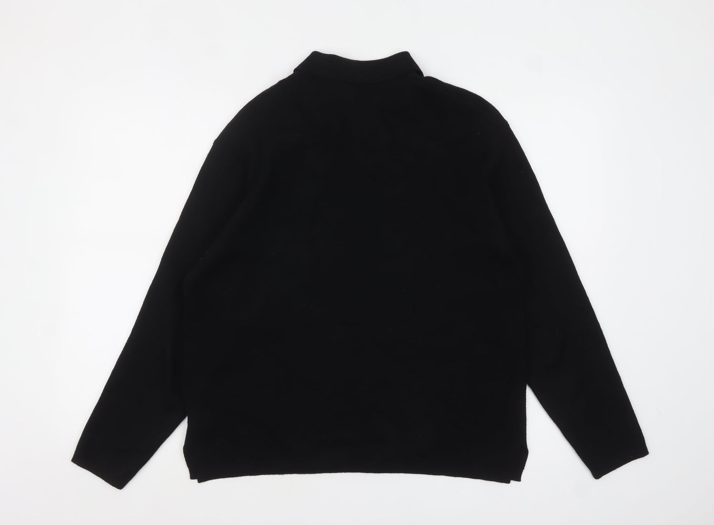 Zara Women Black Collared Long Sleeve Henley Jumper Size 12