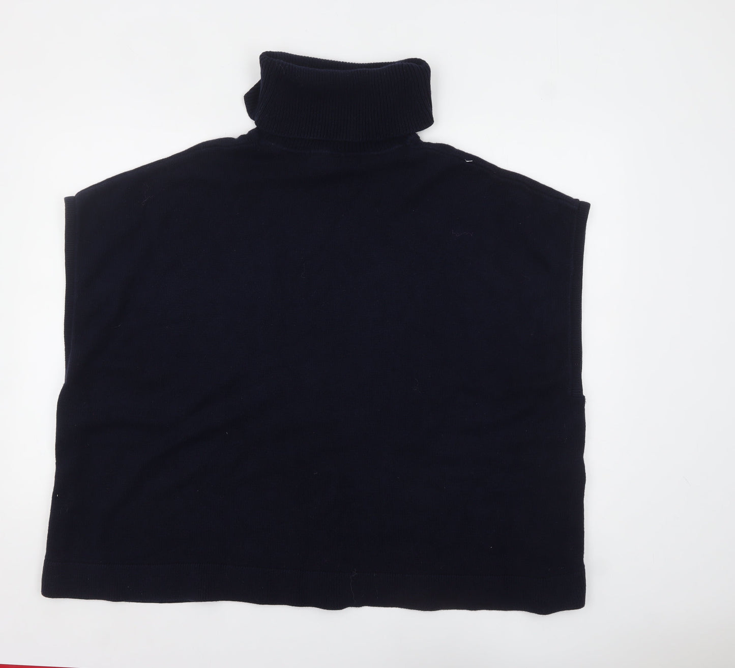 Boden Women Blue Roll Neck Button Cape Style Sleeveless Jumper M