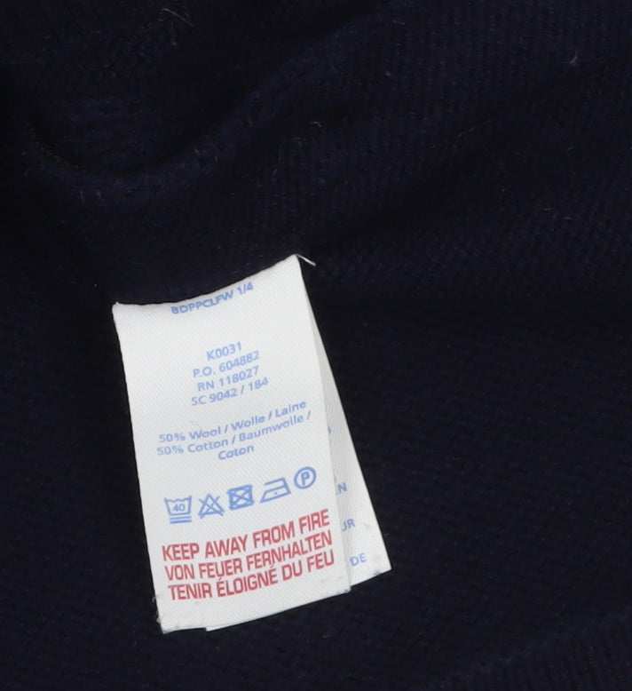 Boden Women Blue Roll Neck Button Cape Style Sleeveless Jumper M