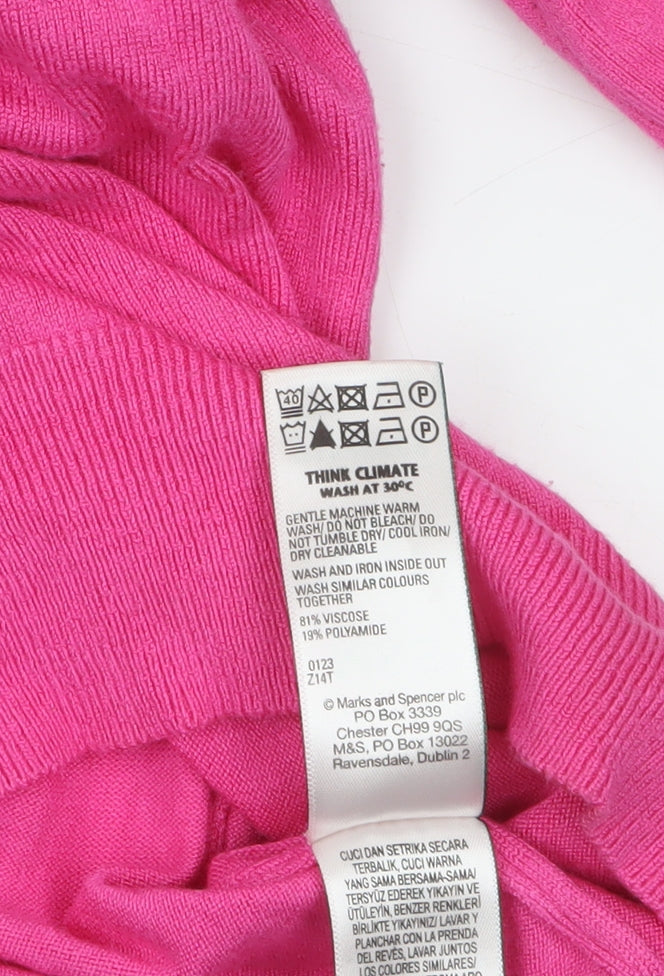 Marks and Spencer Women’s Pink Roll Neck Jumper Size 10