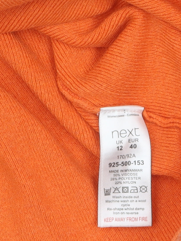 Next Women’s Orange Long Sleeve Square Neck Knitted Jumper Size 12