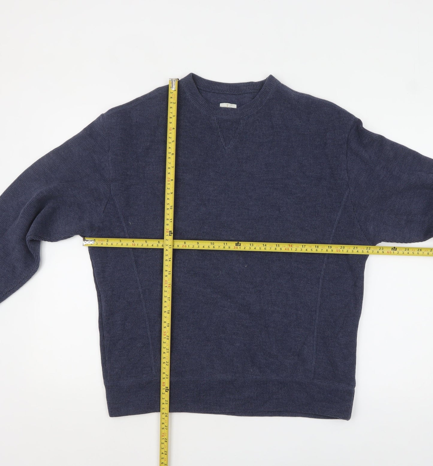 Calvin Klein Jeans Men's Blue Crew Neck Cotton Pullover Jumper Size M