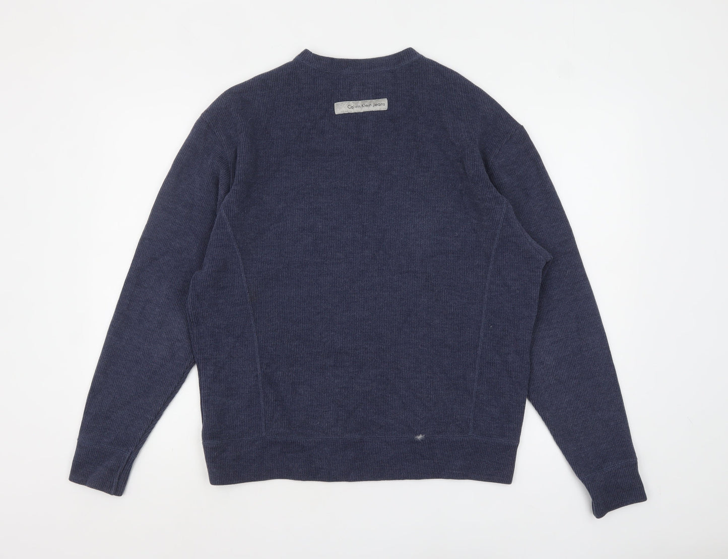 Calvin Klein Jeans Men's Blue Crew Neck Cotton Pullover Jumper Size M