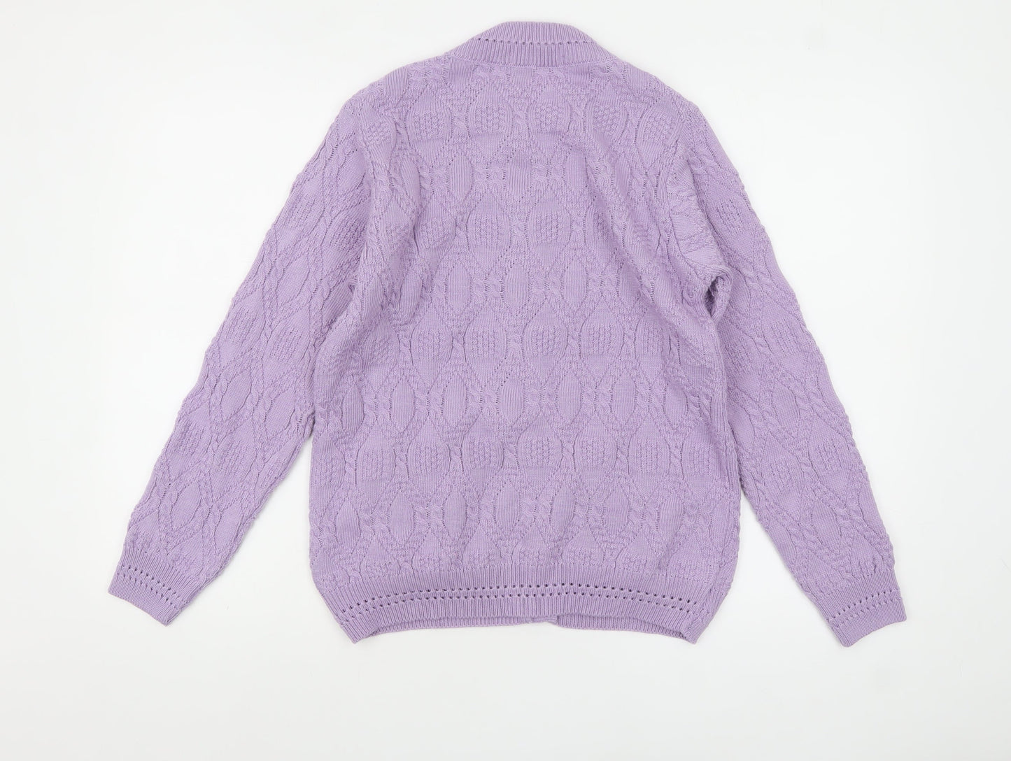 Beaumonde Paris Womens Purple Cable-Knit Cardigan L