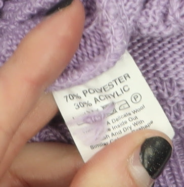 Beaumonde Paris Womens Purple Cable-Knit Cardigan L