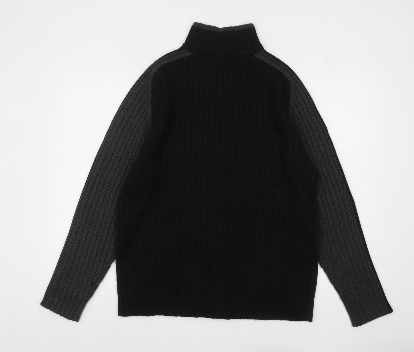 RM's 26 Men's Black 2XL Ribbed Full Zip High Neck Jumper