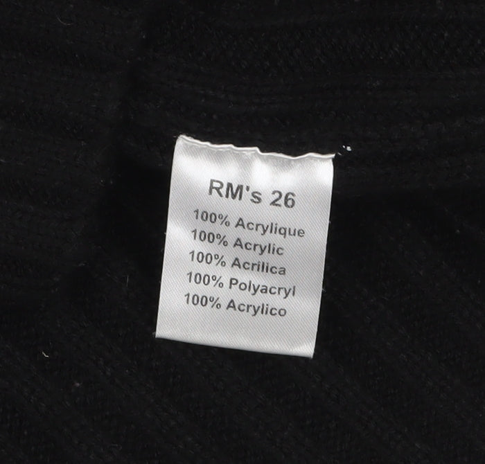 RM's 26 Men's Black 2XL Ribbed Full Zip High Neck Jumper