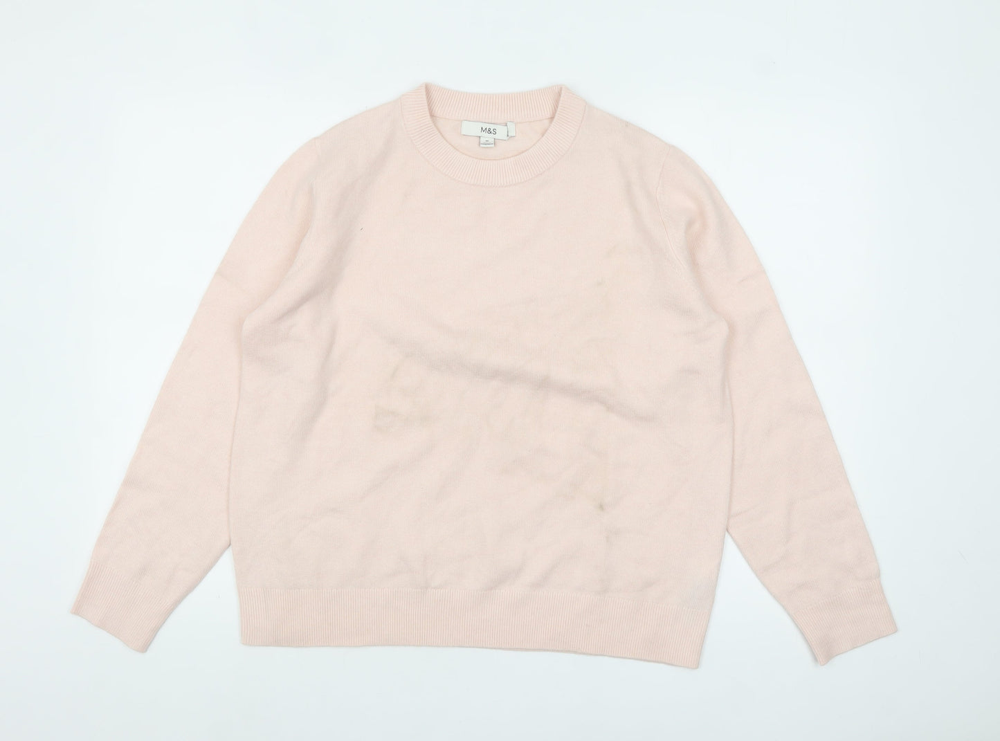Marks and Spencer Womens Pink Crew Neck Wool Blend Jumper M