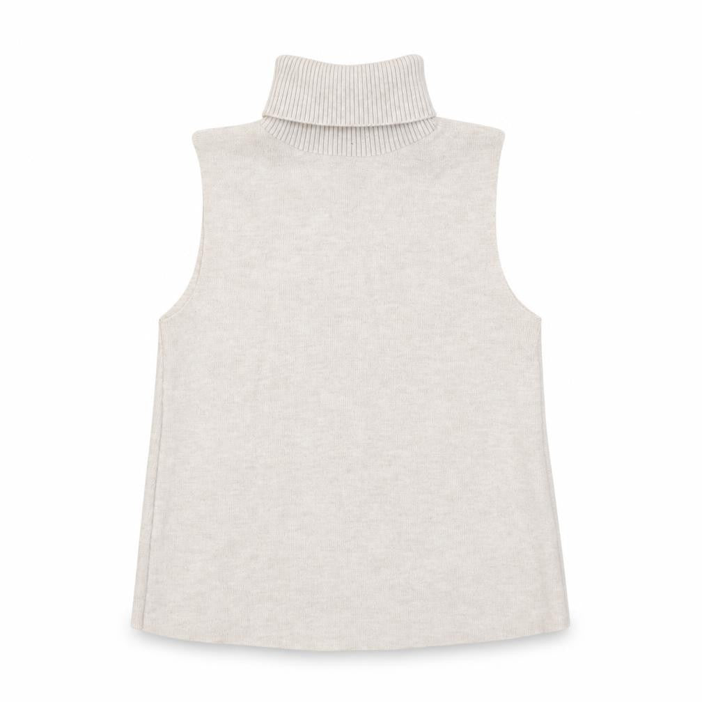 Zara Women Beige Sleeveless Roll Neck Knit Tank Top Size S