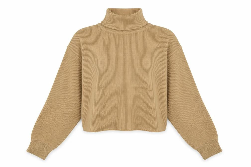 H&M Women Beige Roll Neck Knit Pullover Jumper Size M