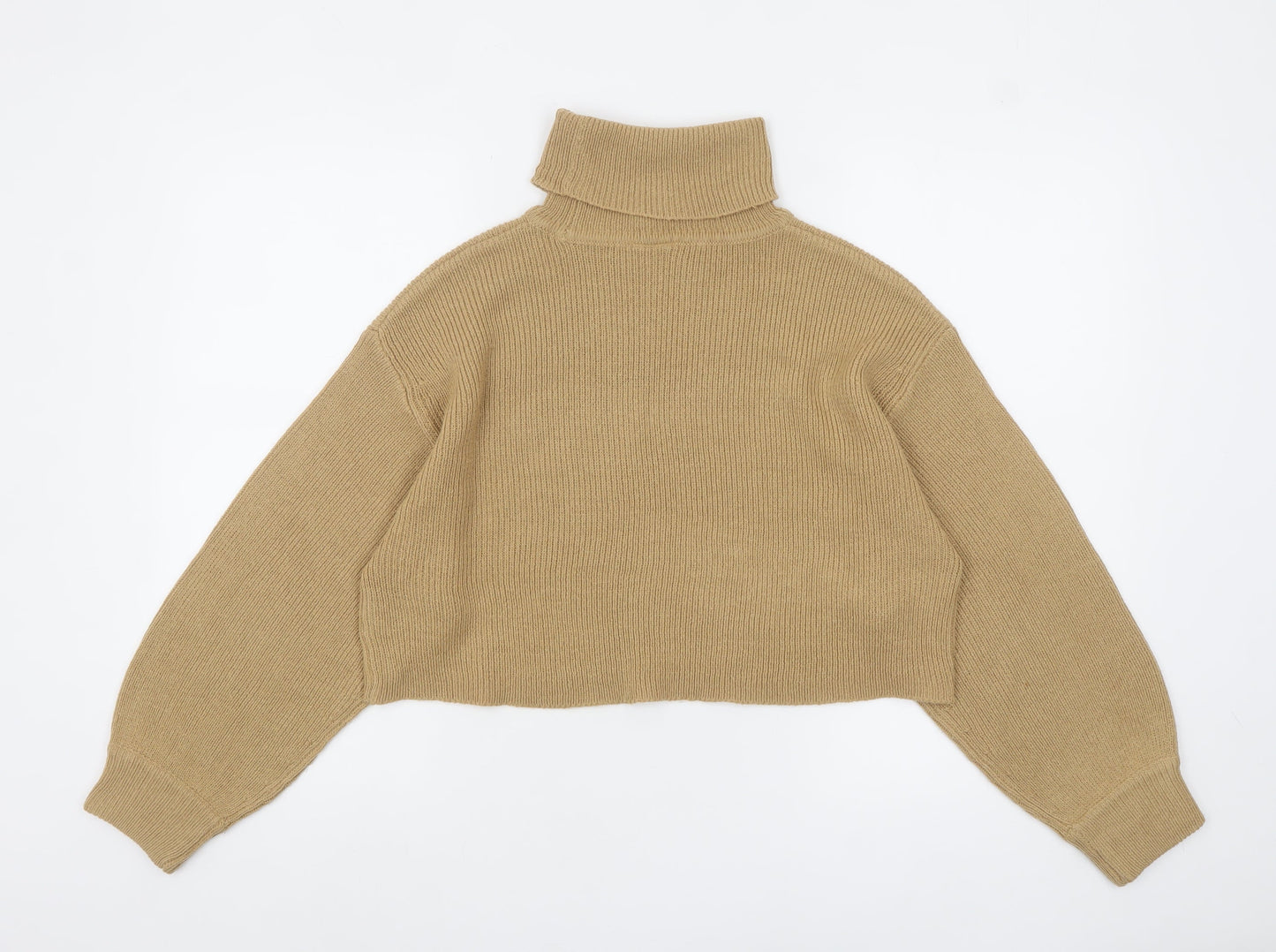 H&M Women Beige Roll Neck Knit Pullover Jumper Size M