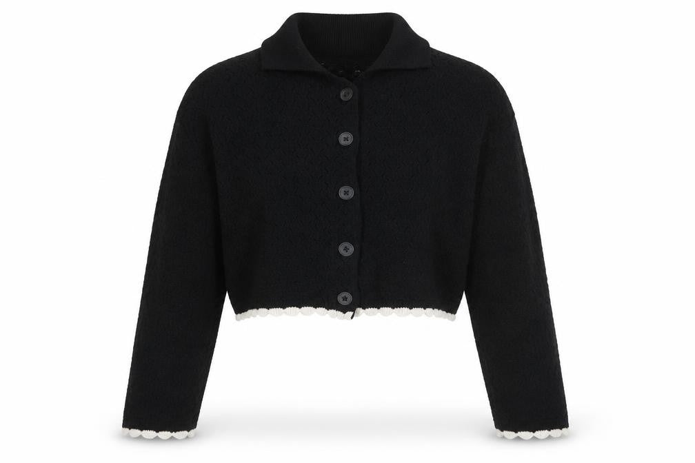 ASOS DESIGN Women Black Cotton Collared Cardigan M UK 12-14
