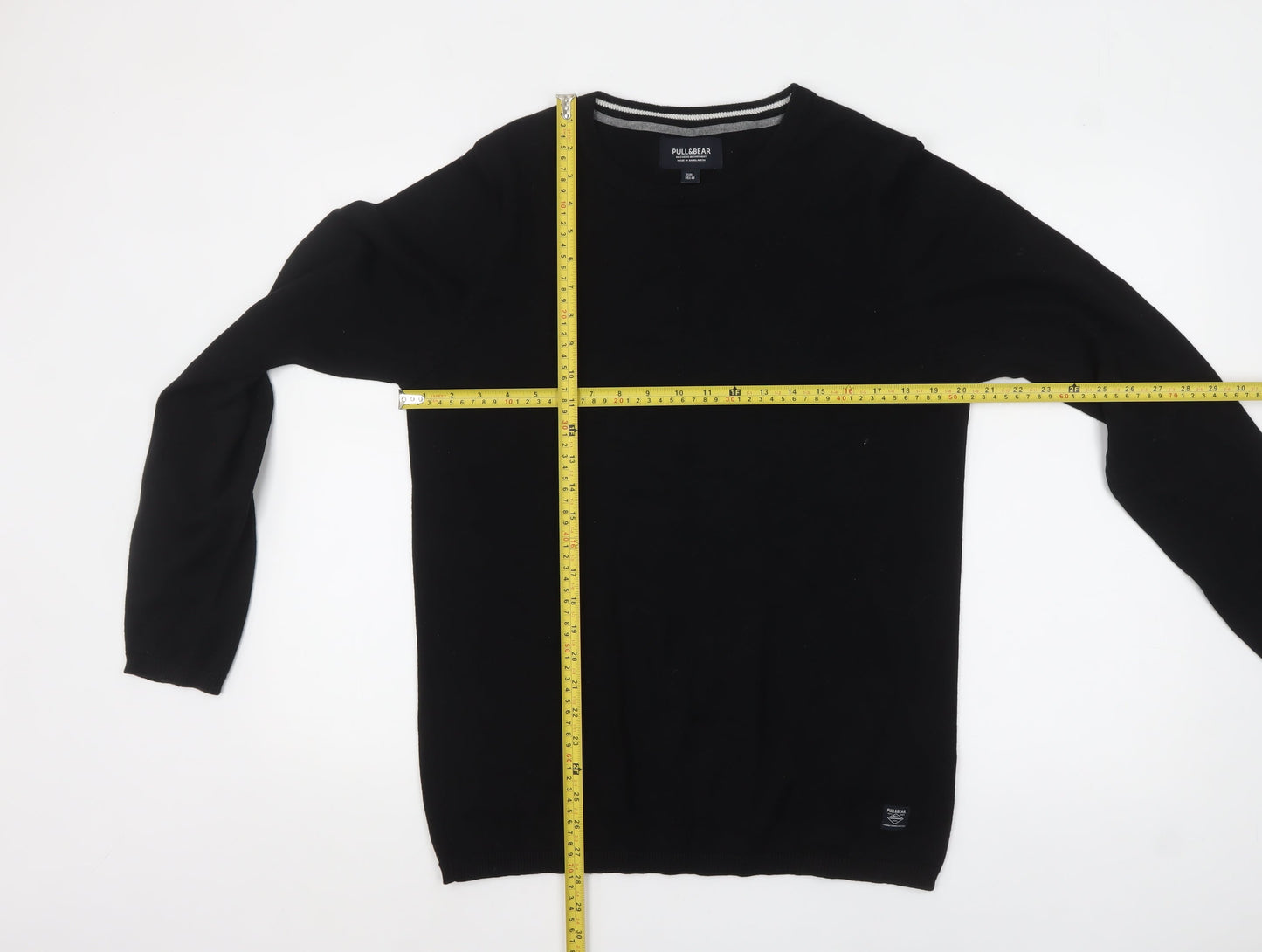 Pull&Bear Men’s Black Cotton Crew Neck Jumper Size L