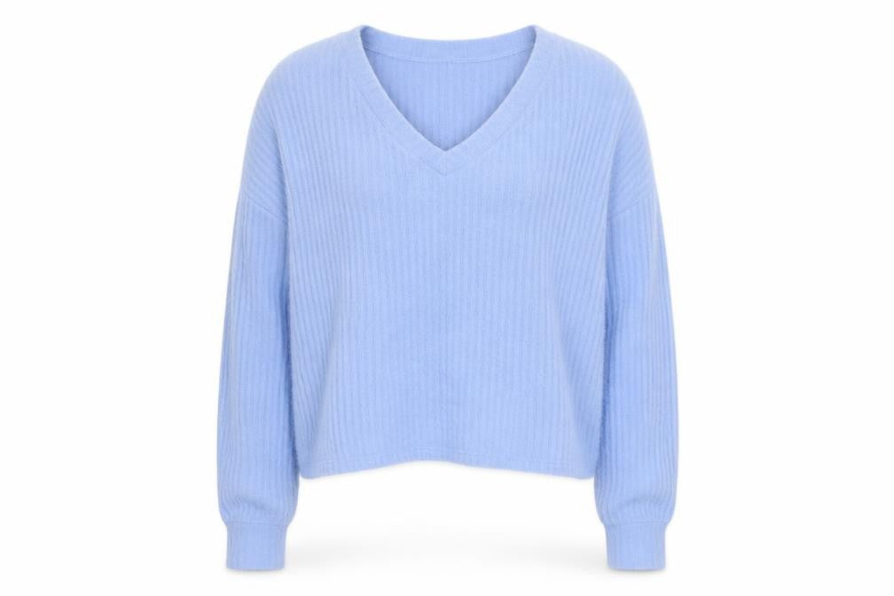 Hollister Women Blue Knit V-Neck Pullover Jumper M