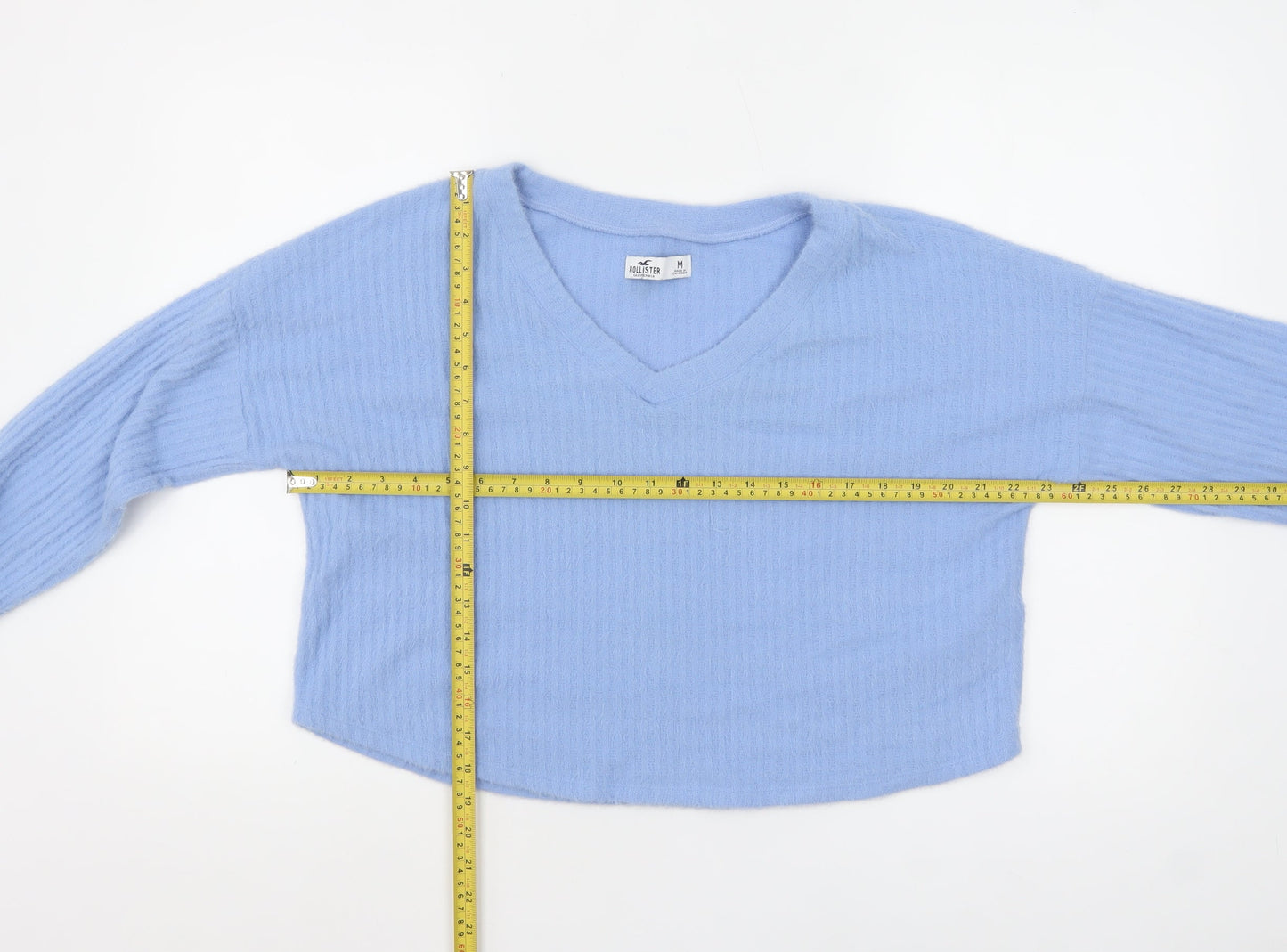 Hollister Women Blue Knit V-Neck Pullover Jumper M